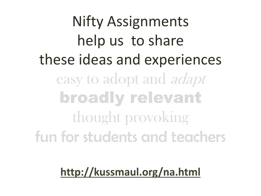 nifty assignments help us to share these ideas 1