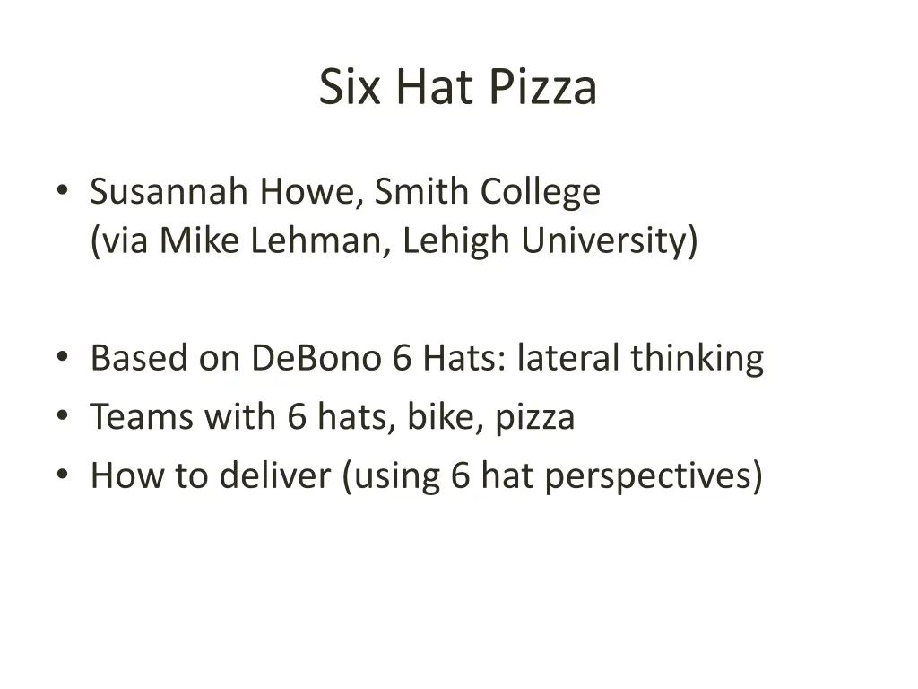 six hat pizza