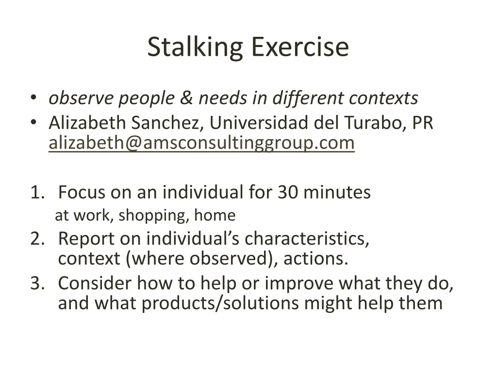 stalking exercise