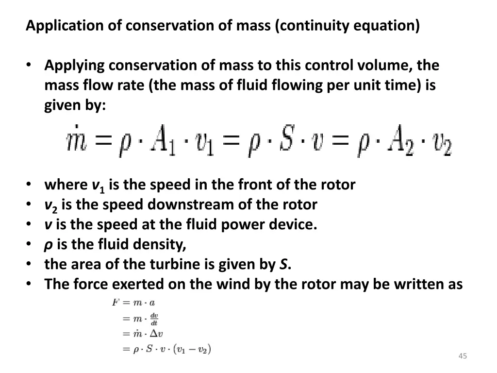 application of conservation of mass continuity