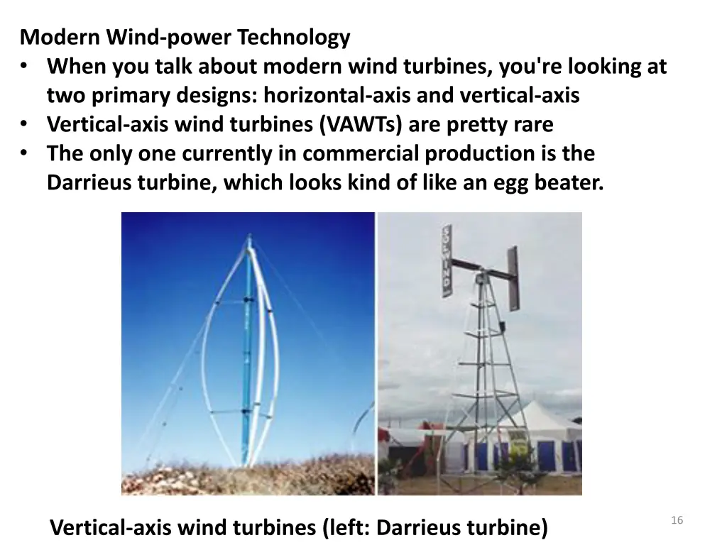 modern wind power technology when you talk about