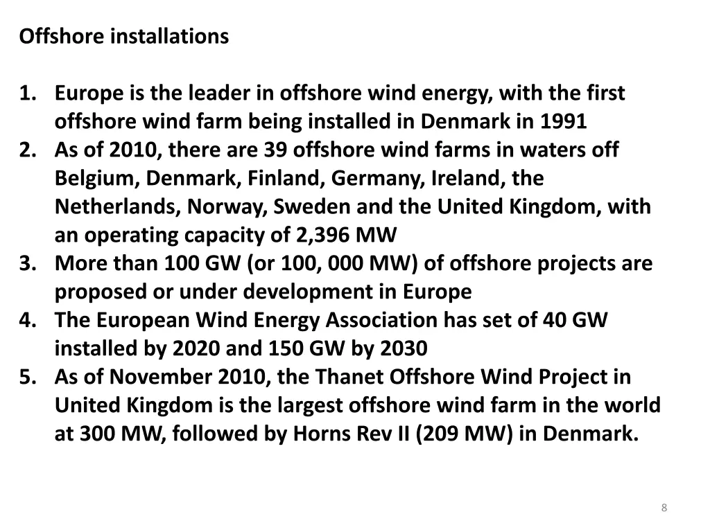 offshore installations 1 europe is the leader