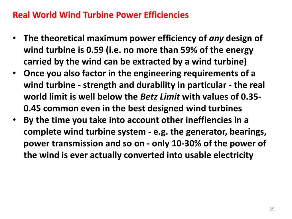 real world wind turbine power efficiencies