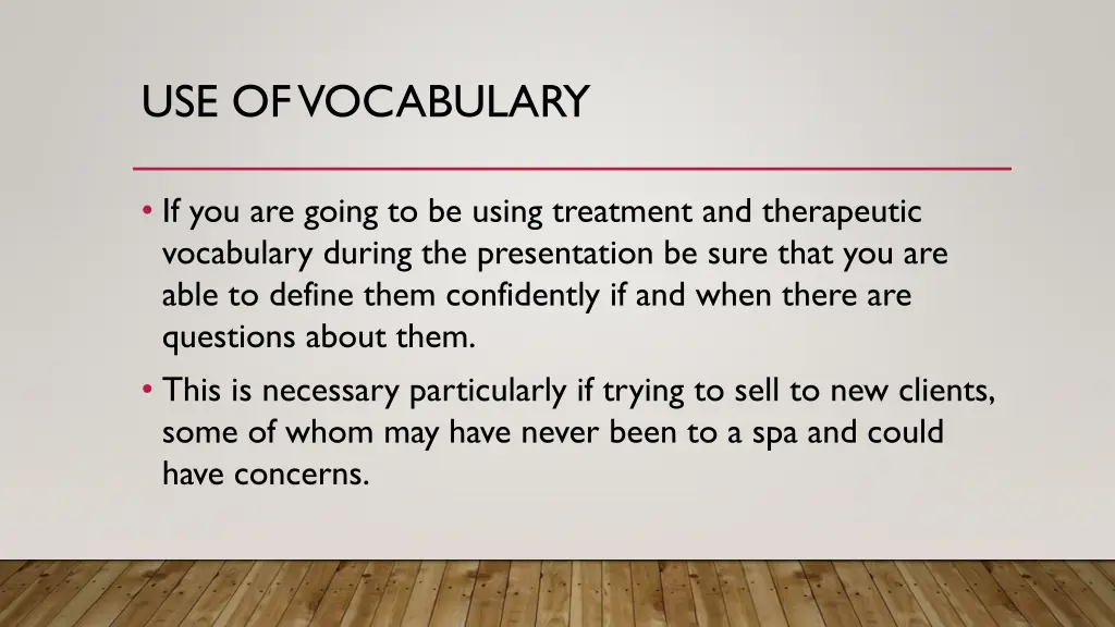 use of vocabulary