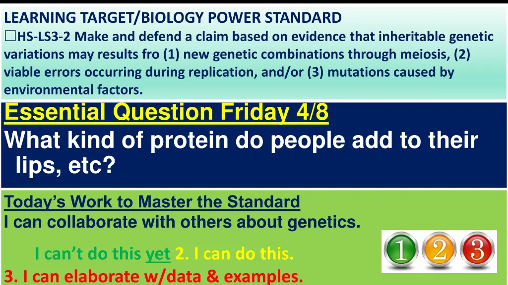 learning target biology power standard 10