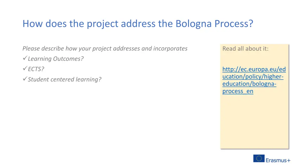 how does the project address the bologna process