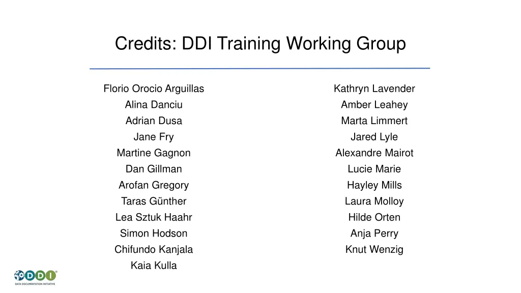 credits ddi training working group