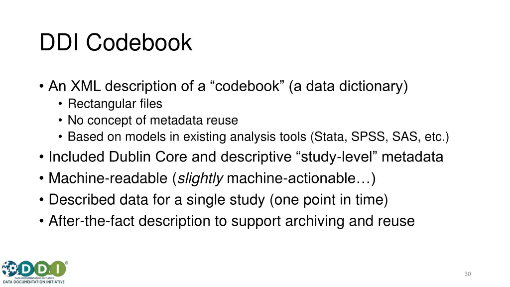 ddi codebook