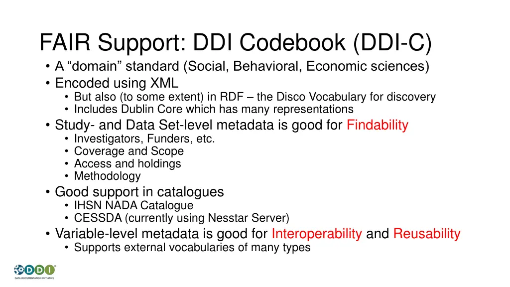 fair support ddi codebook ddi c a domain standard