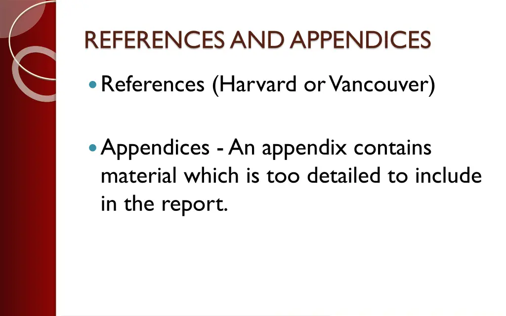 references and appendices