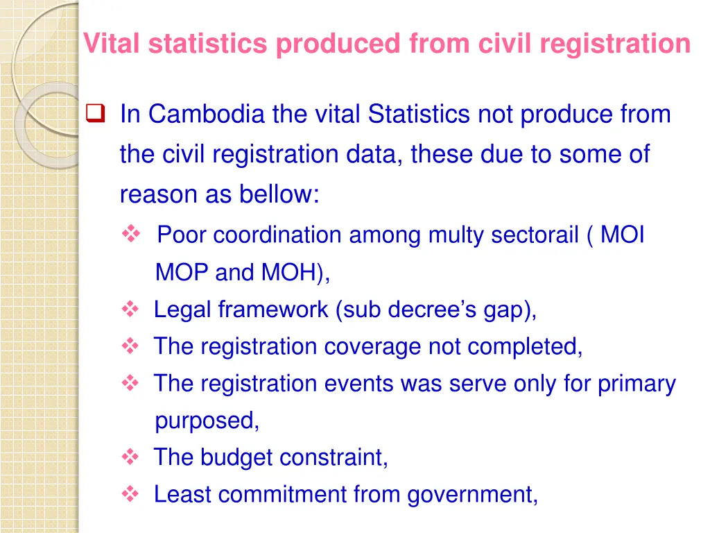 vital statistics produced from civil registration