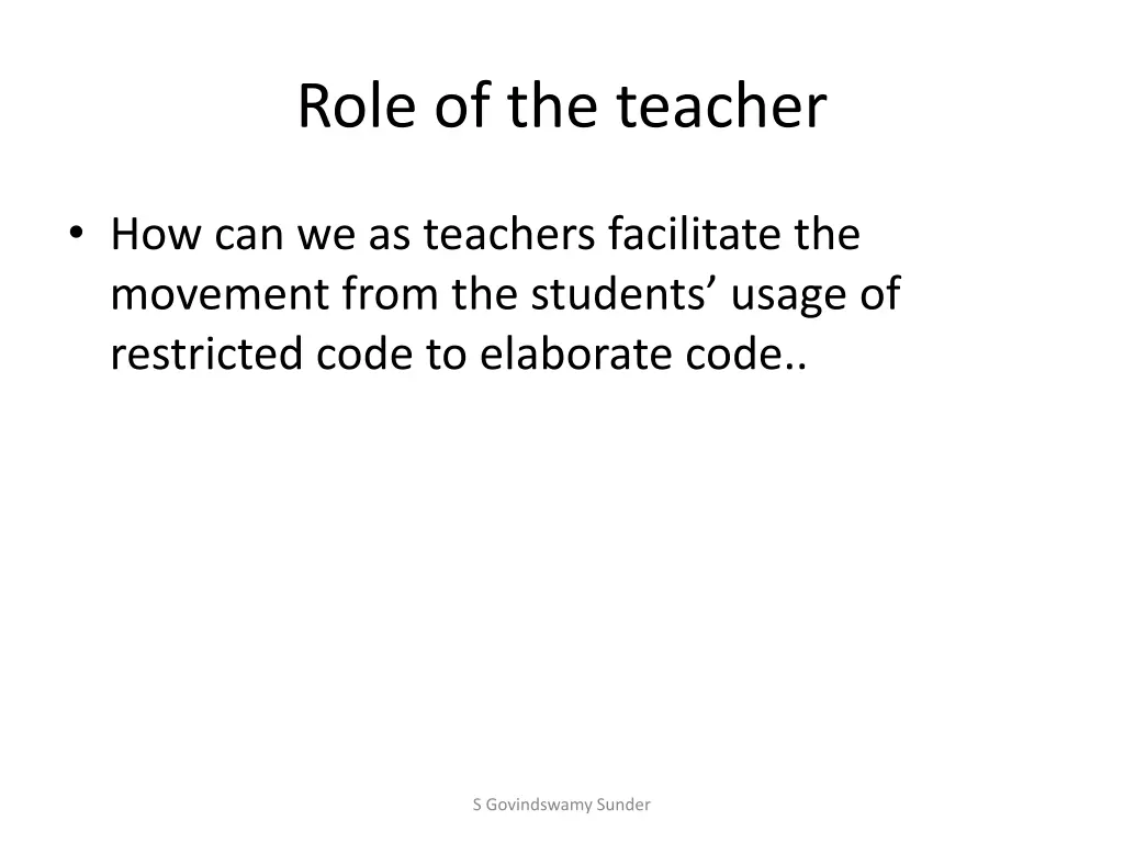 role of the teacher