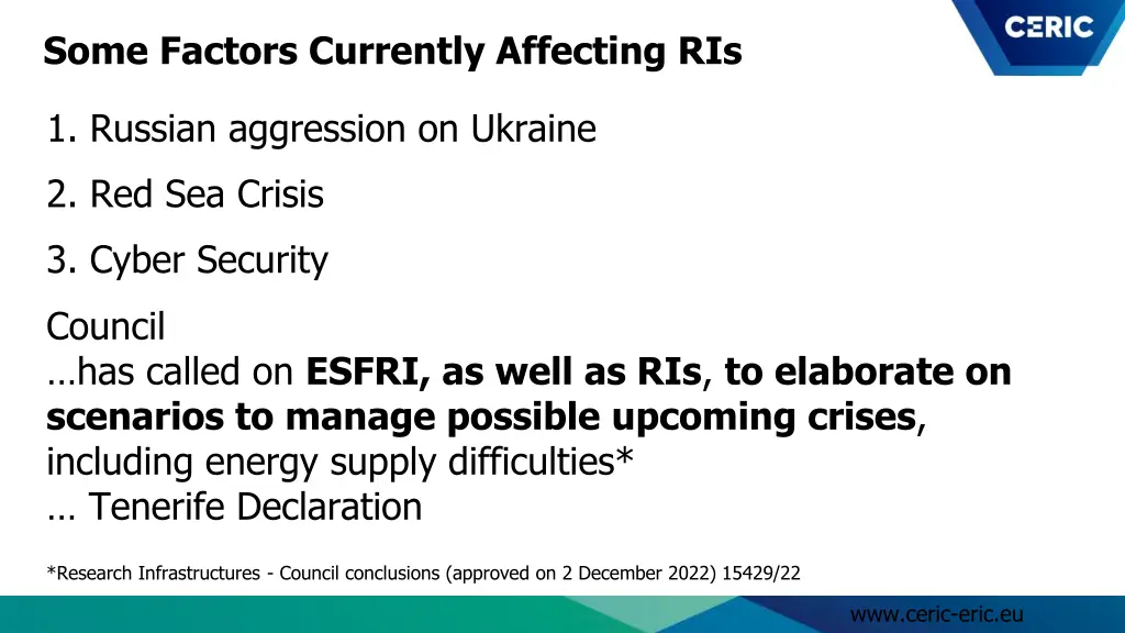 some factors currently affecting ris