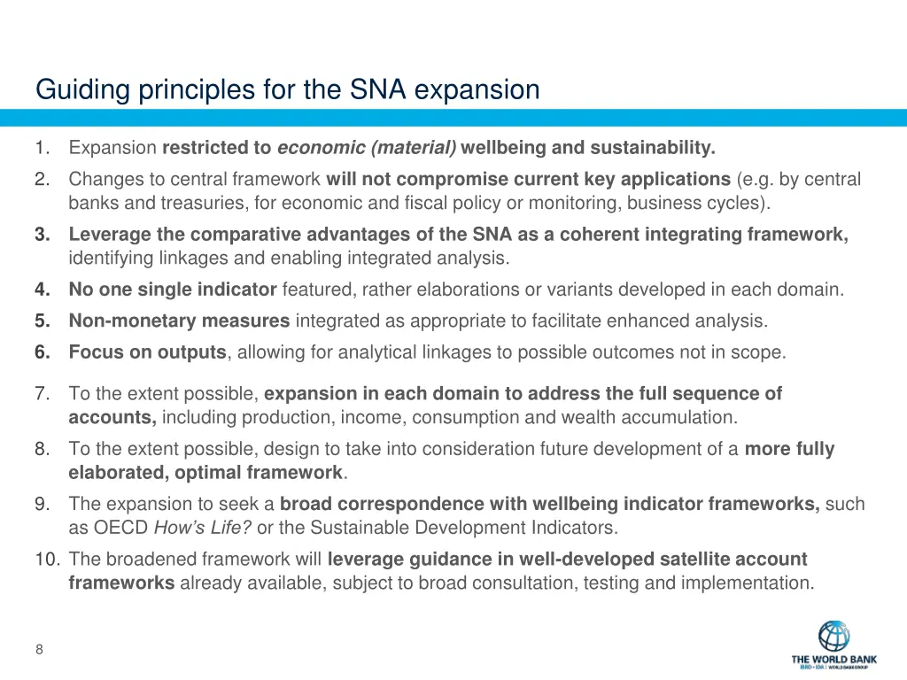 guiding principles for the sna expansion