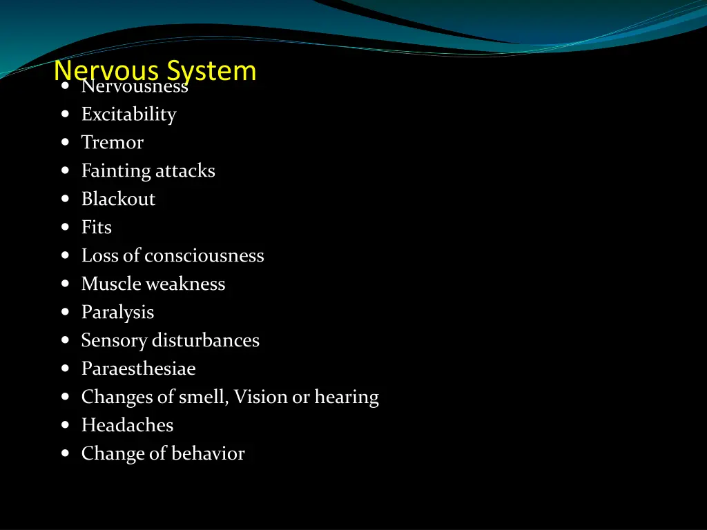 nervous system nervousness excitability tremor