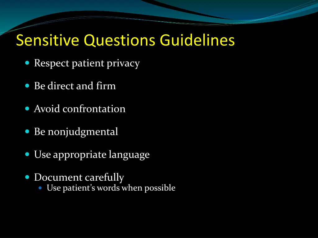 sensitive questions guidelines