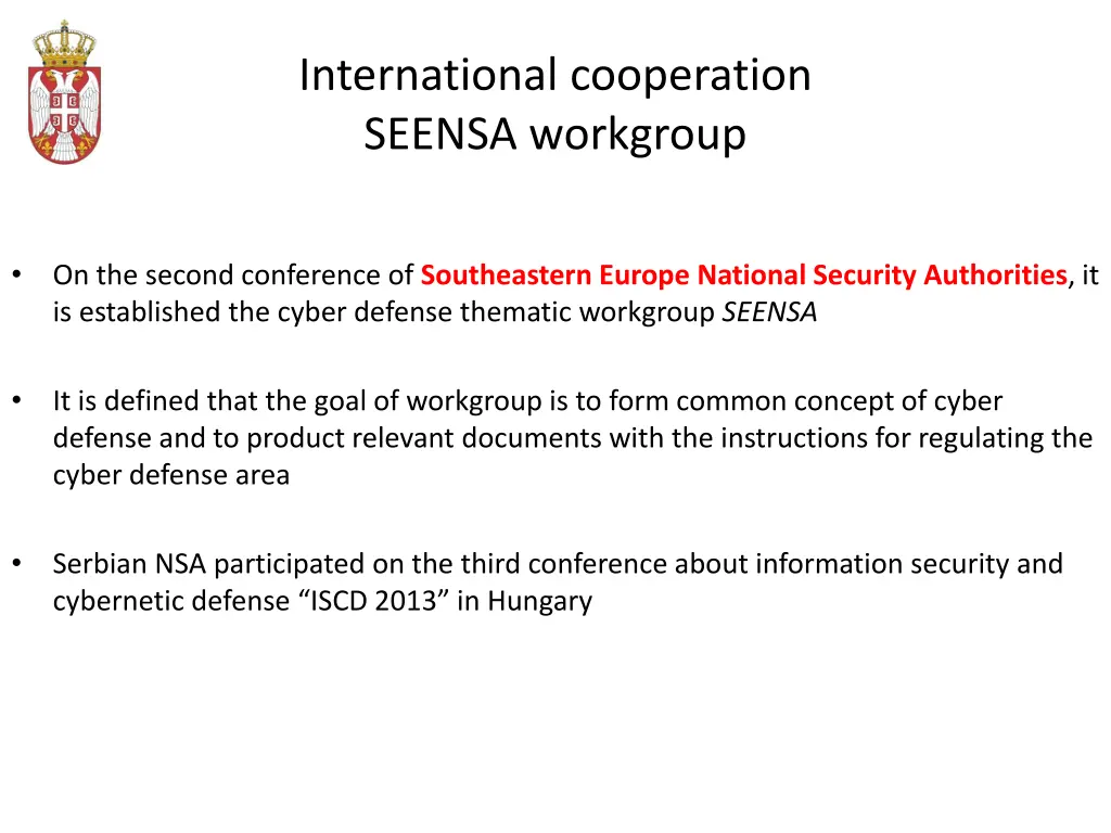 international cooperation seensa workgroup