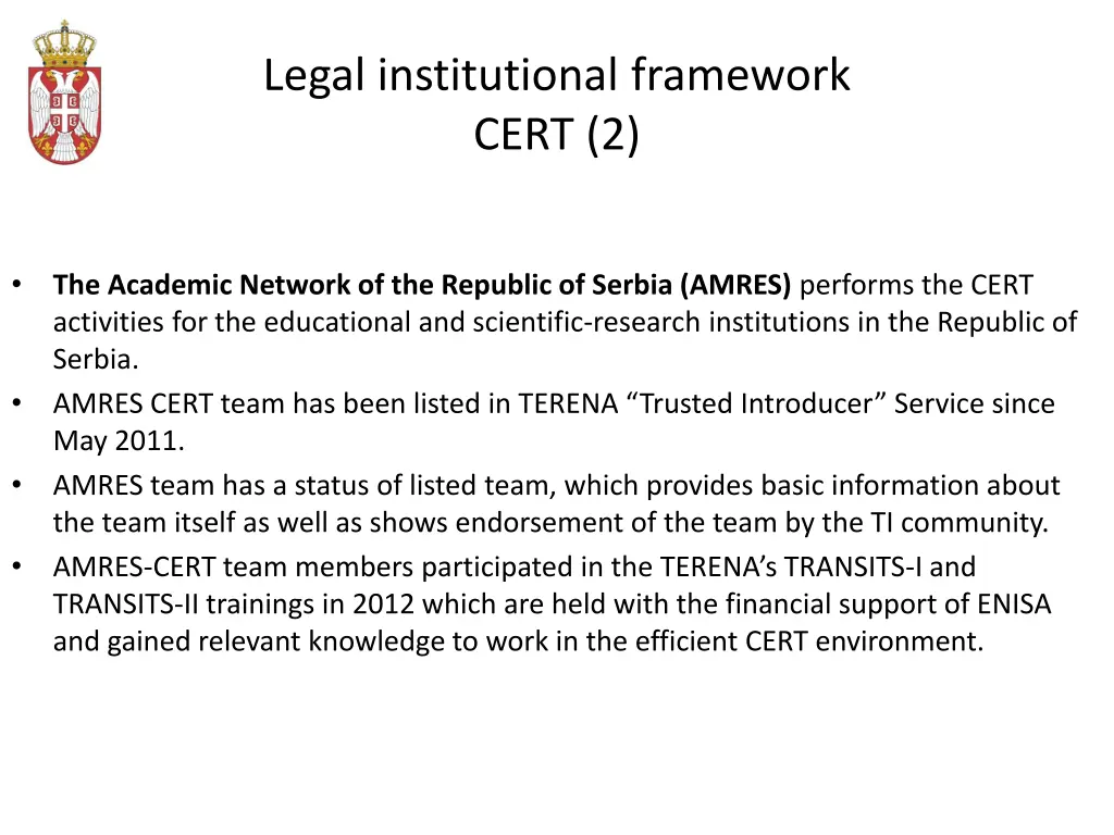 legal institutional framework cert 2