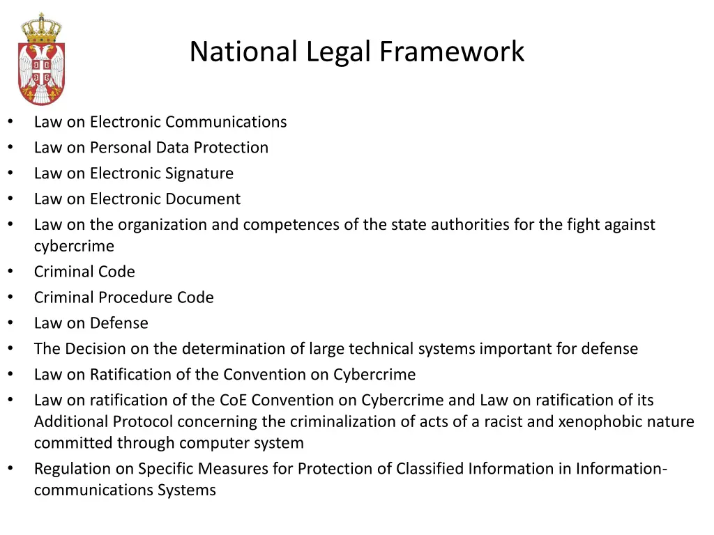 national legal framework