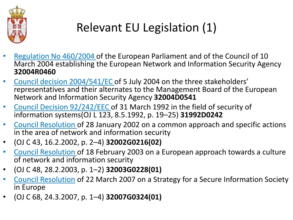 relevant eu legislation 1