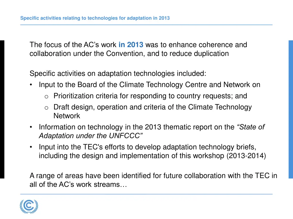 specific activities relating to technologies