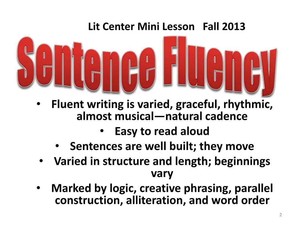 lit center mini lesson fall 2013