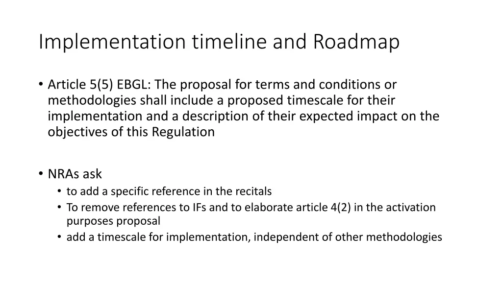 implementation timeline and roadmap