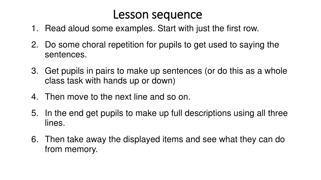 lesson sequence lesson sequence