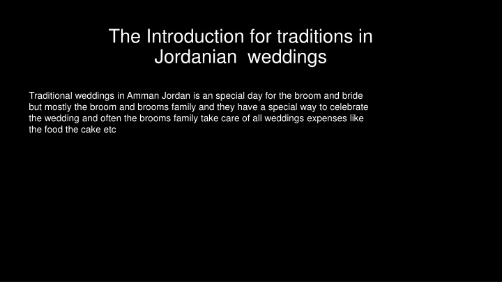 the introduction for traditions in jordanian