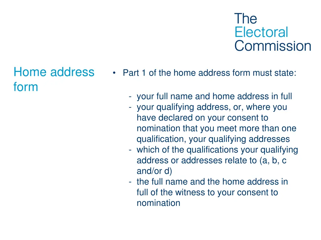 home address form