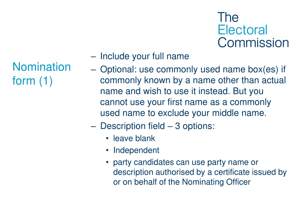 include your full name optional use commonly used