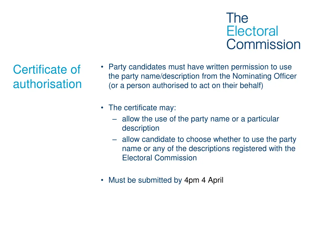 party candidates must have written permission