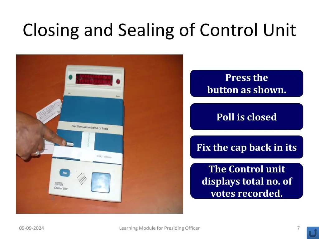 closing and sealing of control unit 1