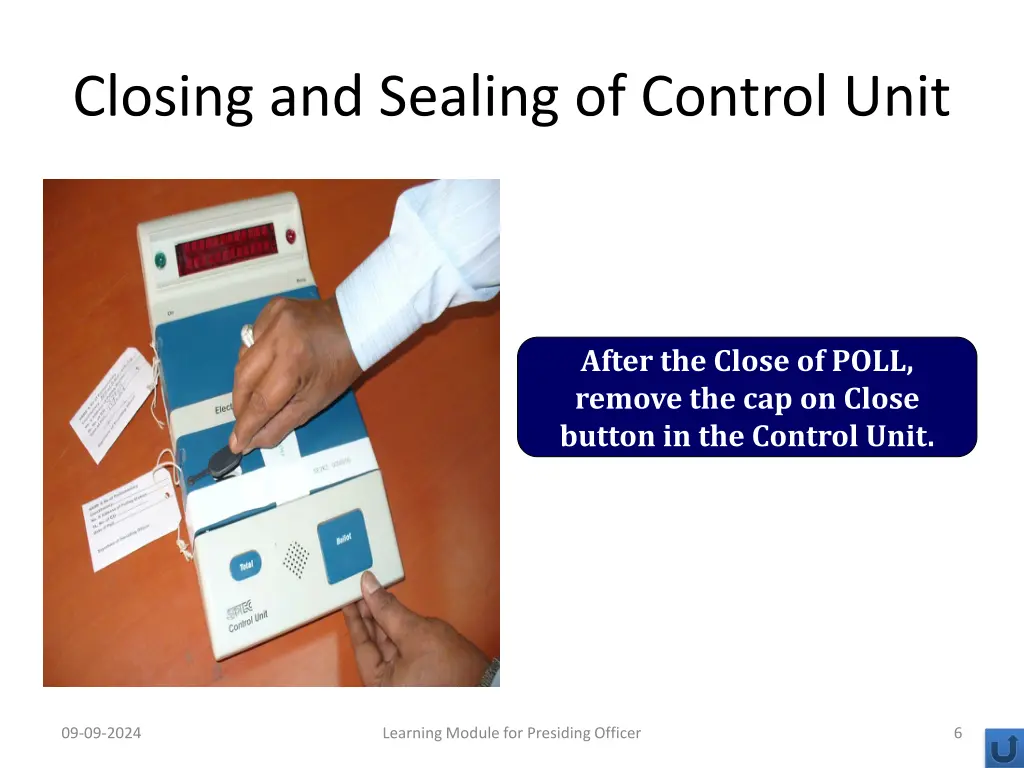 closing and sealing of control unit