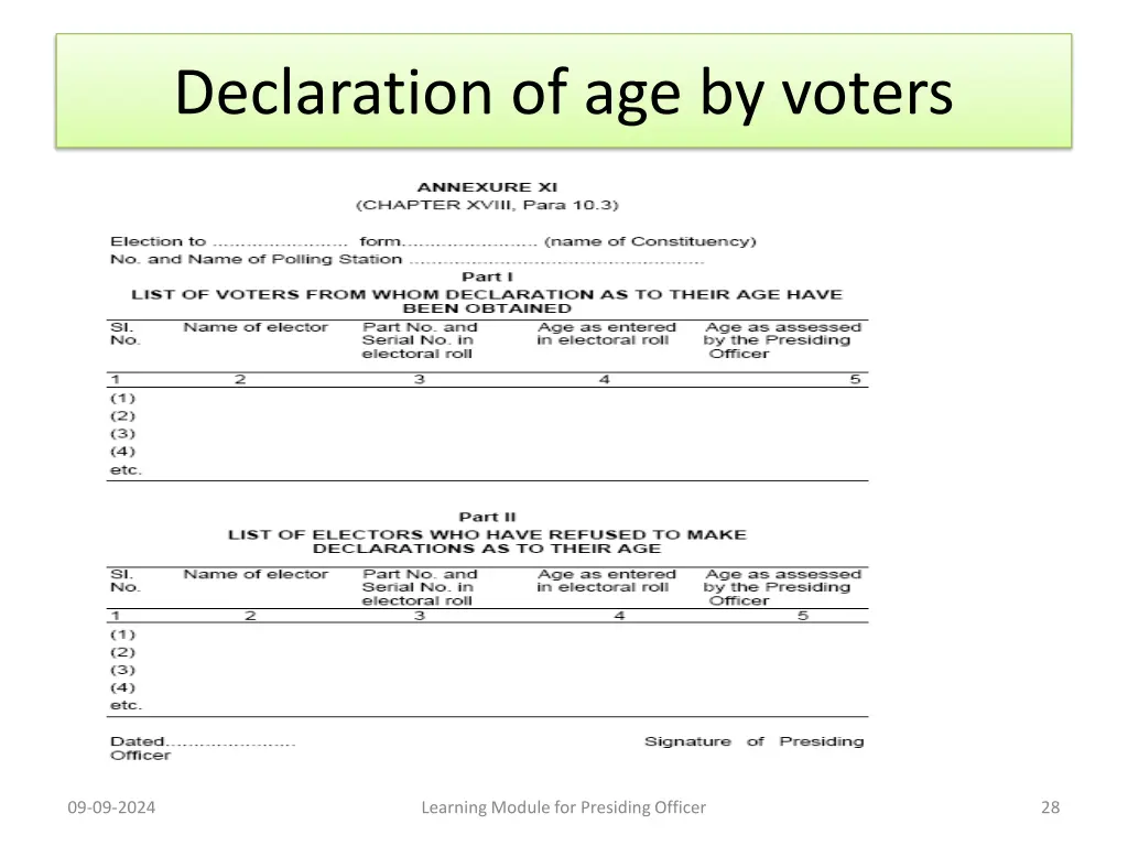 declaration of age by voters