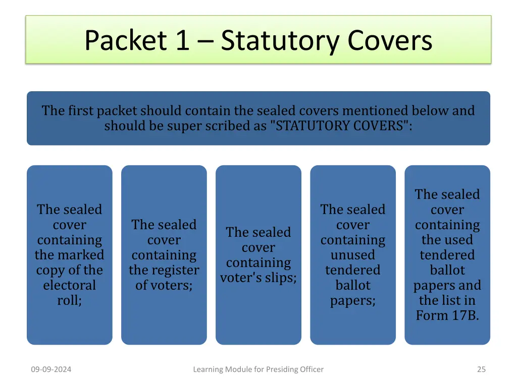 packet 1 statutory covers