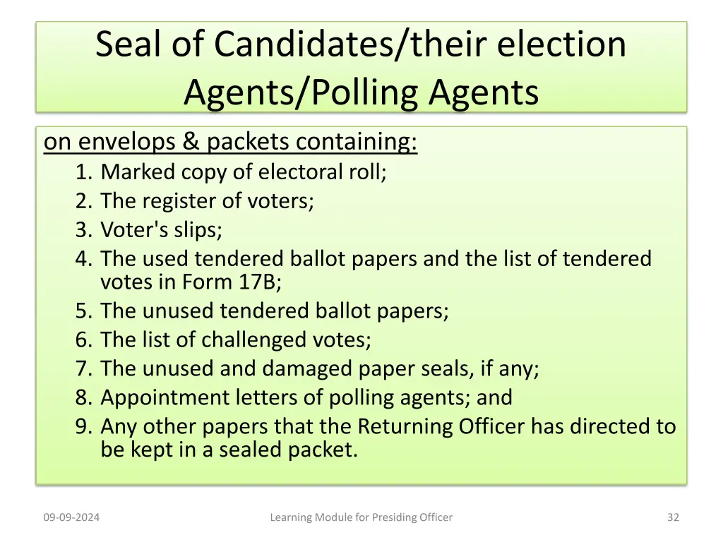 seal of candidates their election agents polling