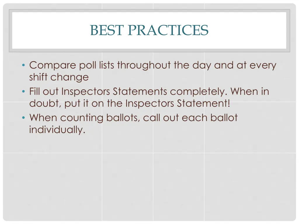 best practices