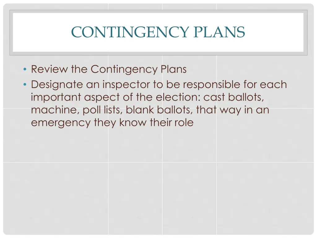 contingency plans