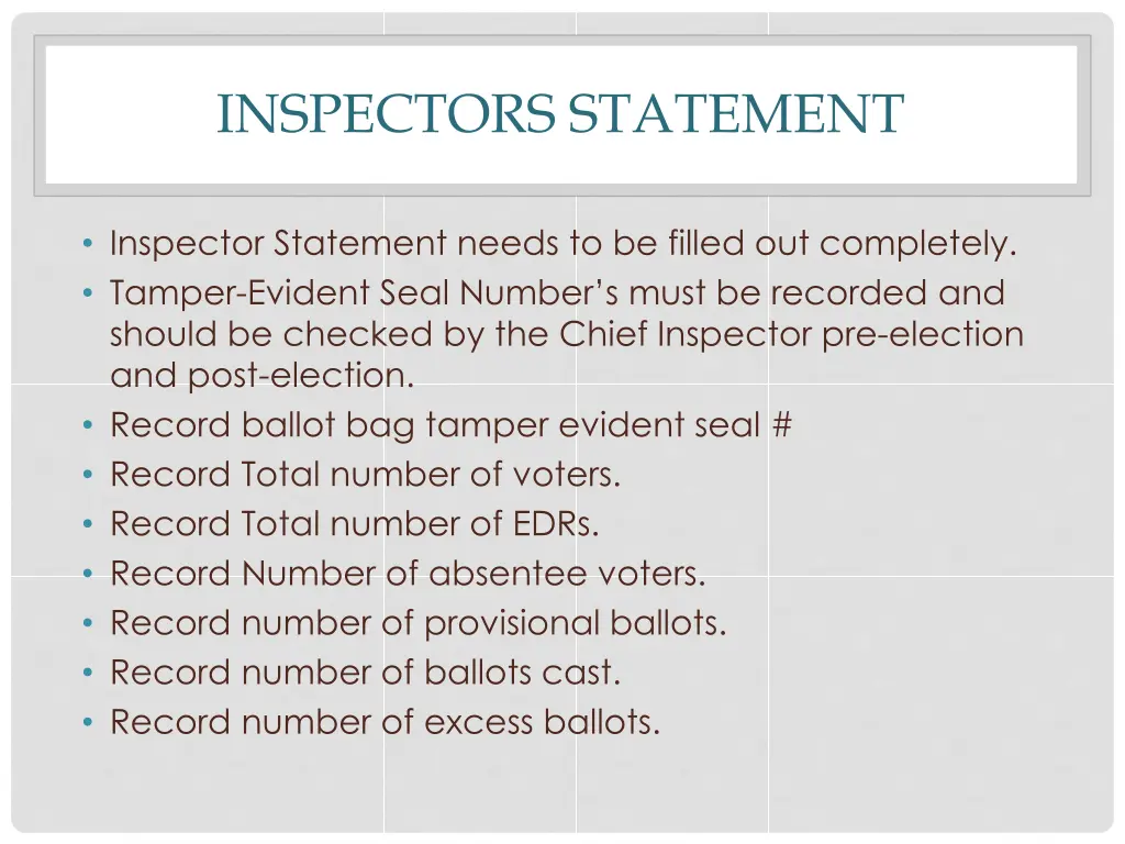 inspectors statement