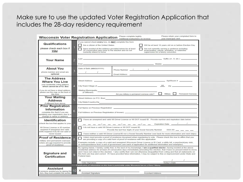 make sure to use the updated voter registration