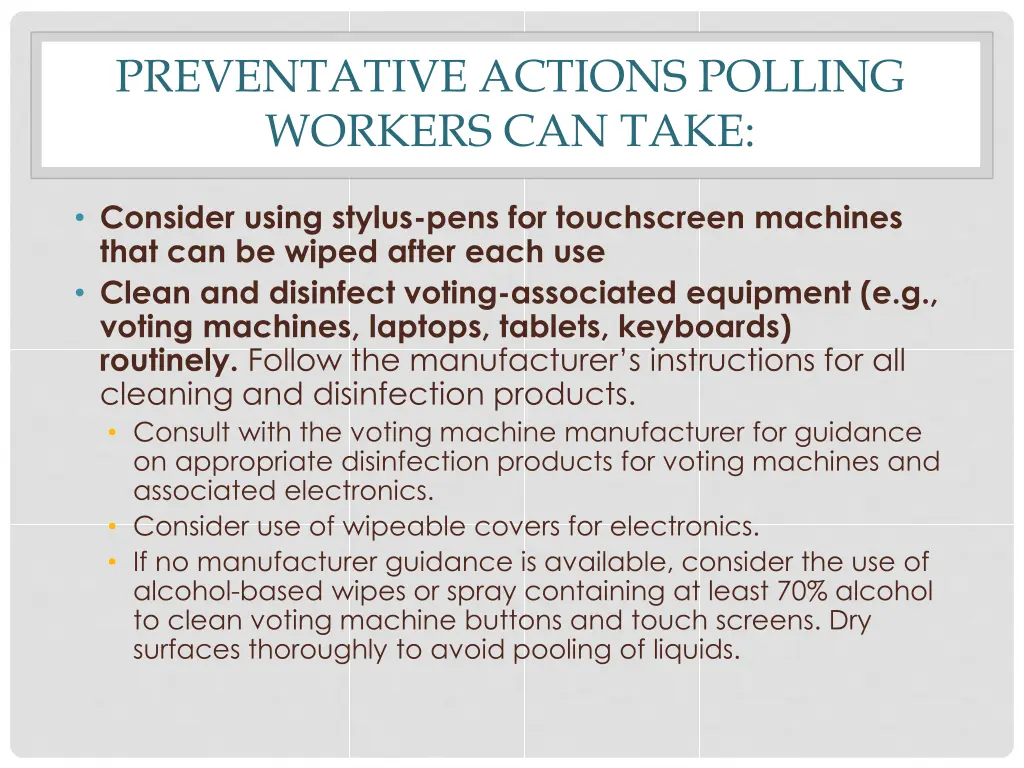 preventative actions polling workers can take 1