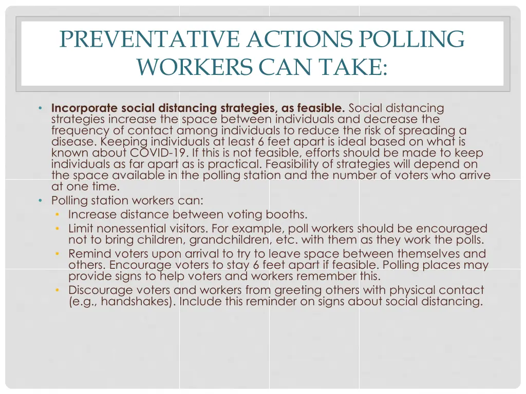 preventative actions polling workers can take 2