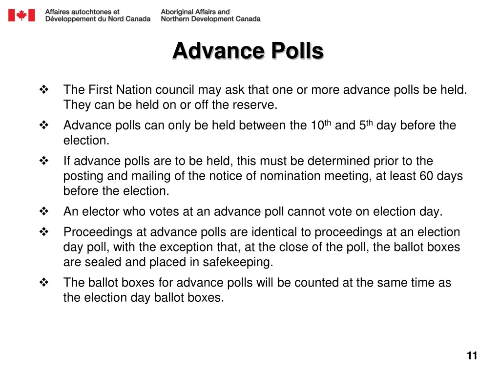 advance polls