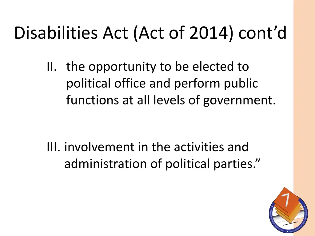 disabilities act act of 2014 cont d