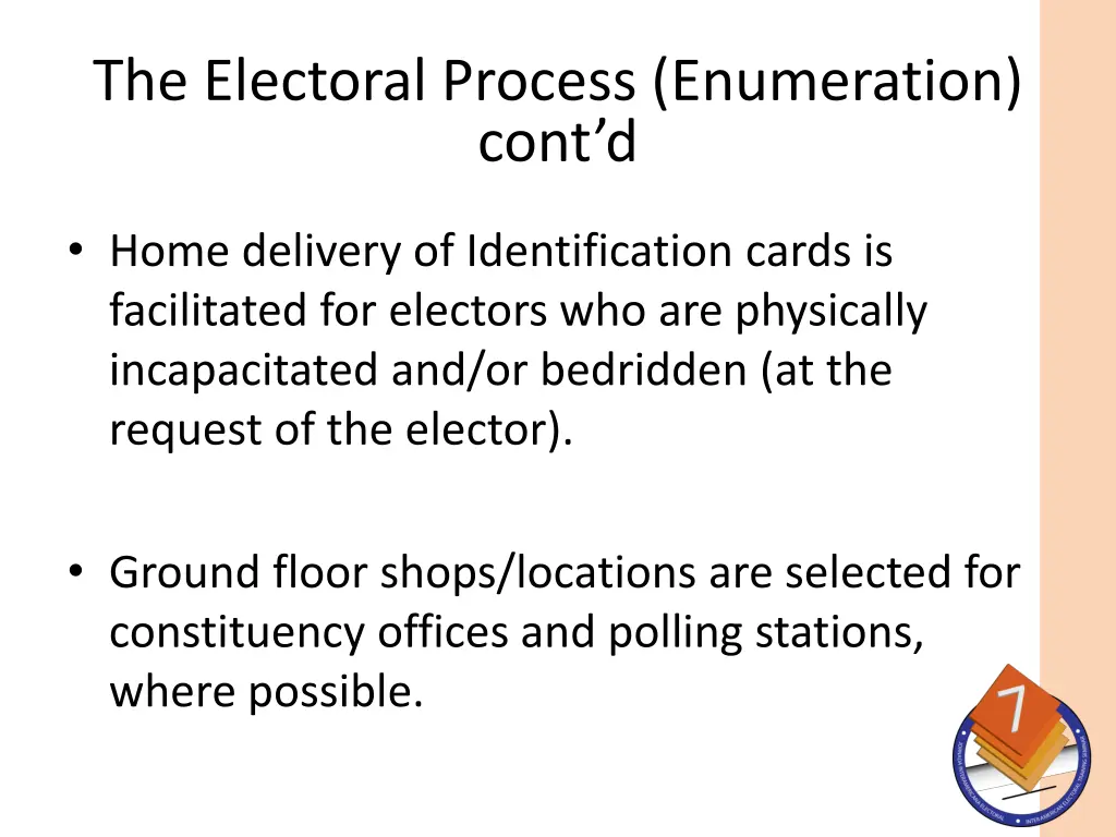 the electoral process enumeration c ont d