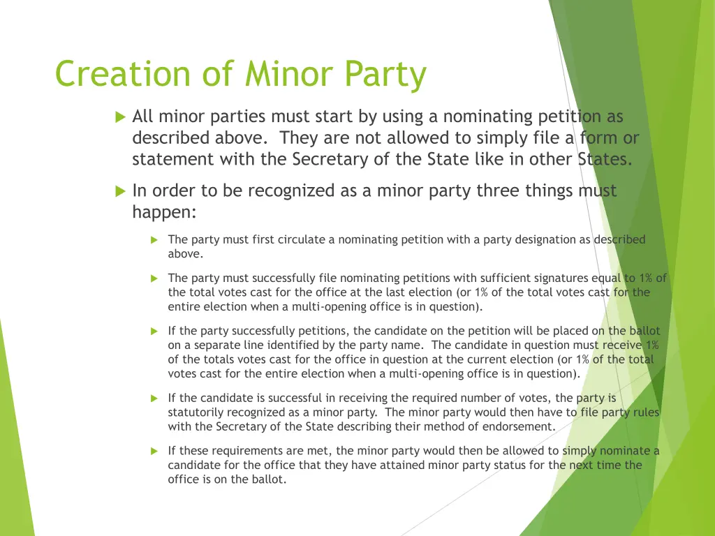 creation of minor party