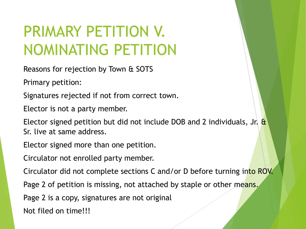 primary petition v nominating petition 11