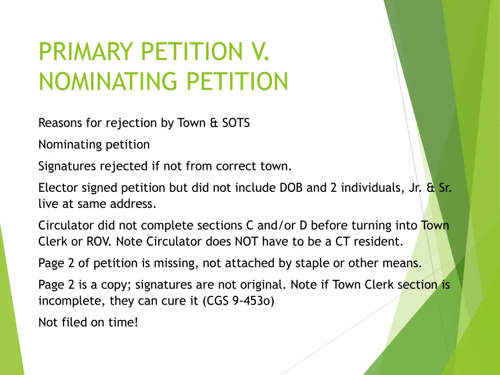 primary petition v nominating petition 12