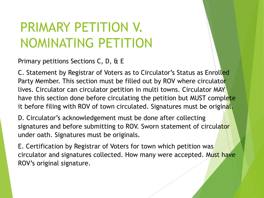 primary petition v nominating petition 8